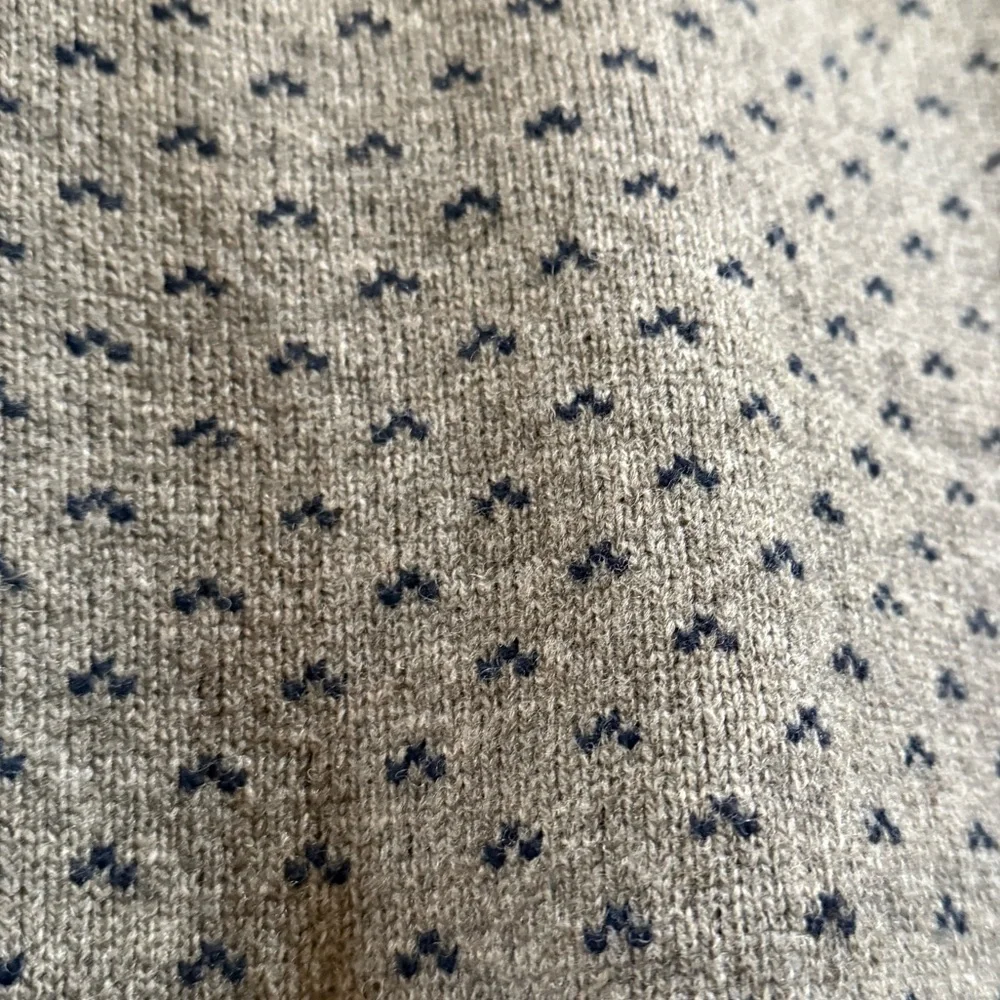 J. Crew Beige Crewneck Sweater with Navy Micro-Pattern